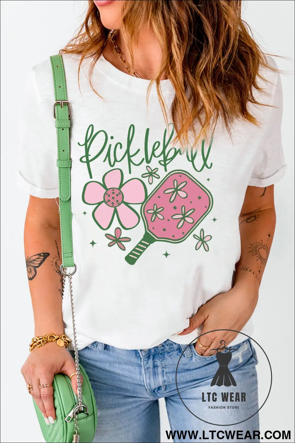 White pickleball sweet flower printed t shirt - graphic tees