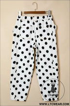 White polka dot print bow detail pocketed jeans - jeans