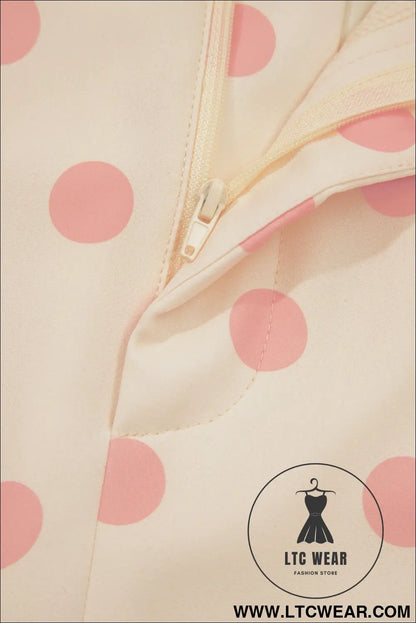 White Polka Dot Print Patched Pocket Mid-rise Straight Leg Pants - L.T.C Wear Online Fashion Store