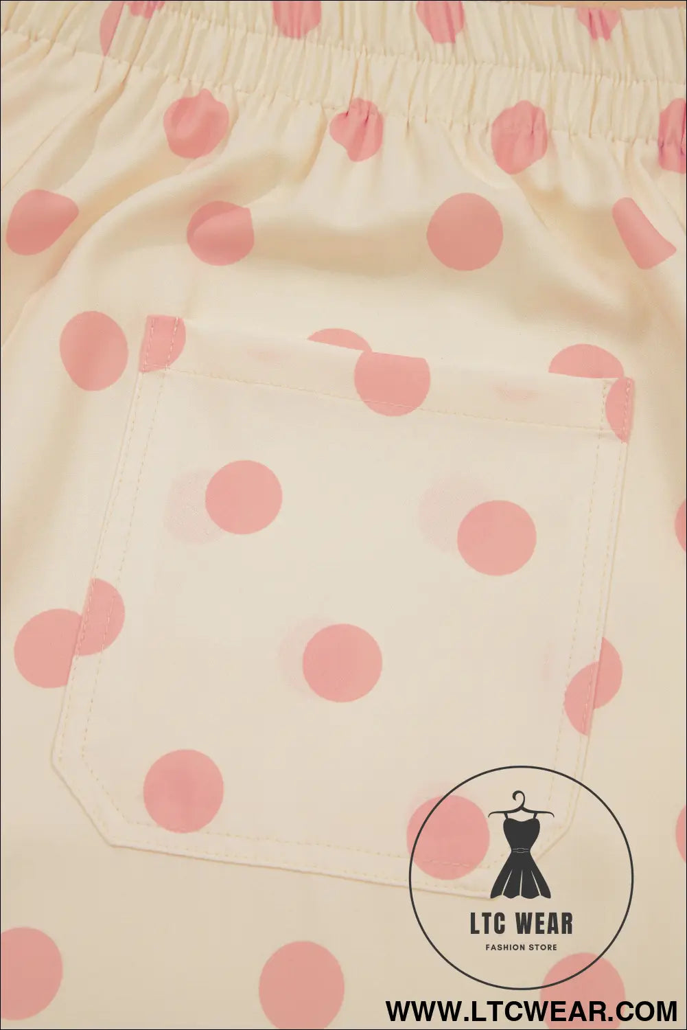 White Polka Dot Print Patched Pocket Mid-rise Straight Leg Pants - L.T.C Wear Online Fashion Store