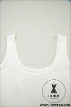 White retro floral print scalloped square neck knit sweater vest - sweater vests