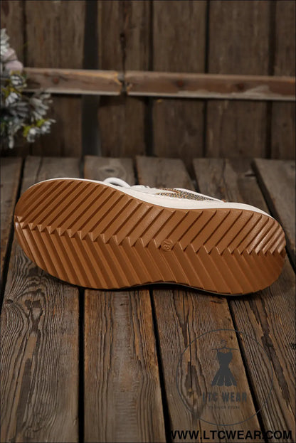 White rhinestone pu leather platform casual sneakers - womens shoes