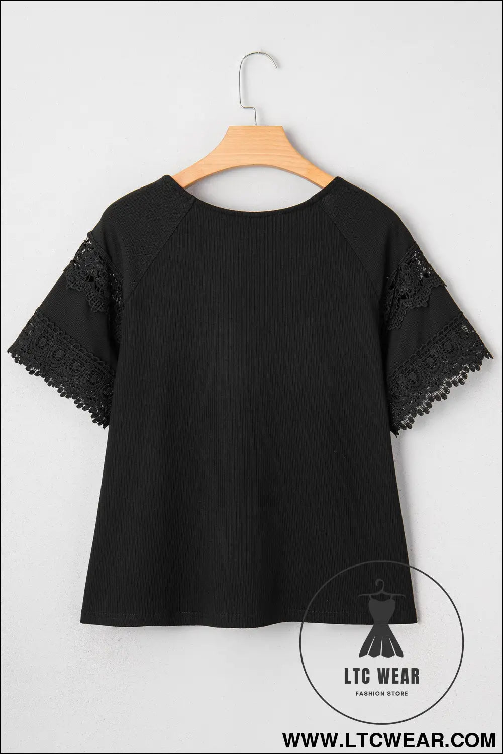 White ribbed lace patchwork short sleeve top - tops & tees