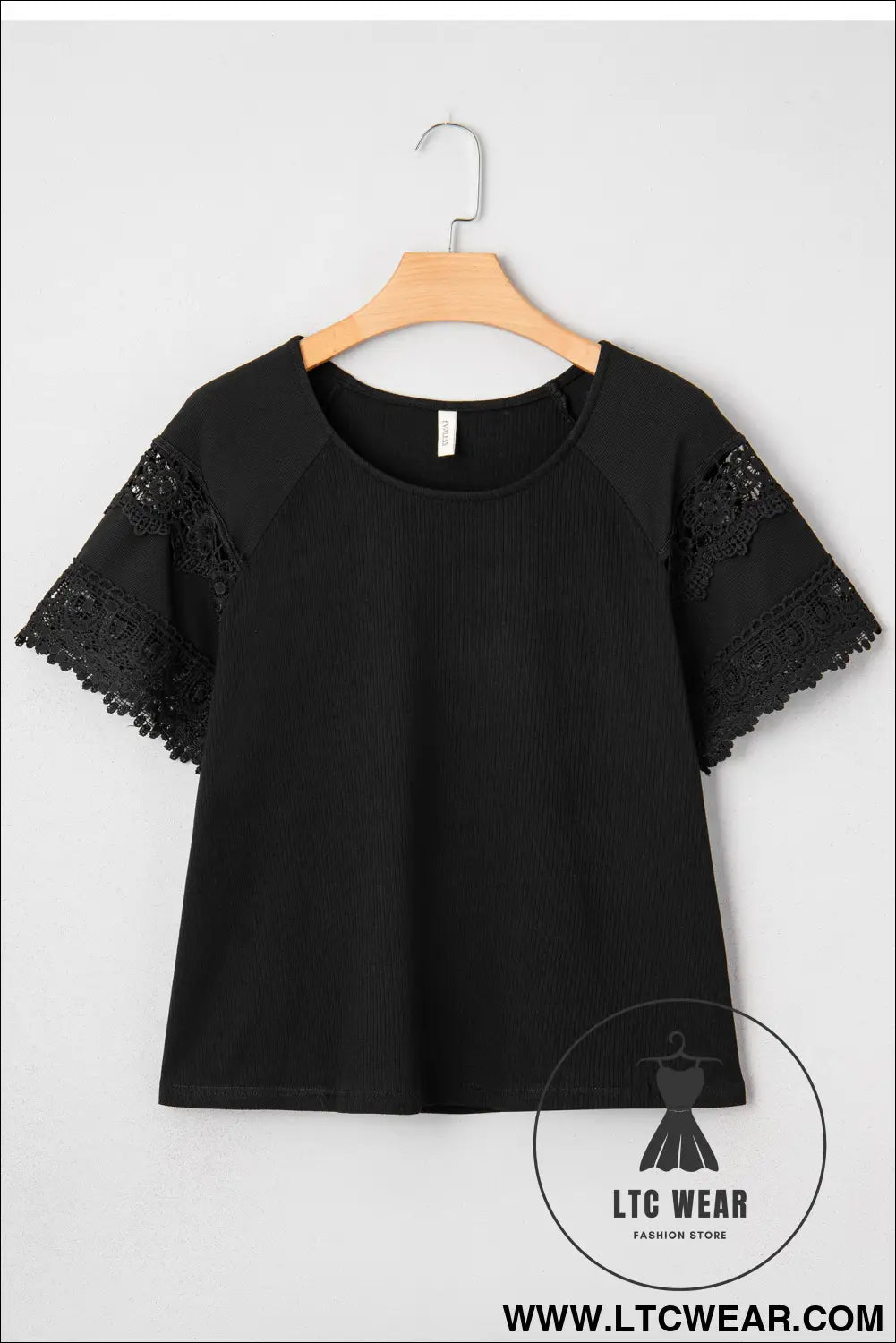 White ribbed lace patchwork short sleeve top - tops & tees