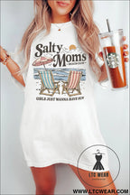 White salty moms beach day graphic cotton tunic tee - graphic tees