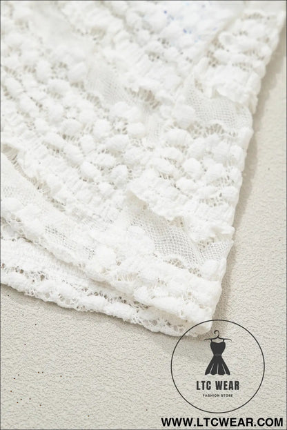 White Sheer Lace Short Sleeve Top - L.T.C Wear Online Fashion Store