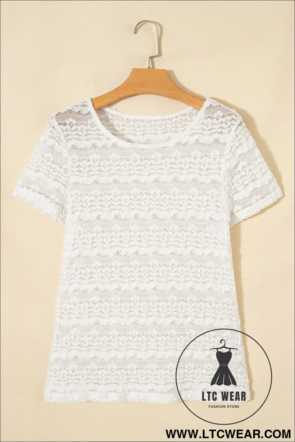White Sheer Lace Short Sleeve Top - L.T.C Wear Online Fashion Store