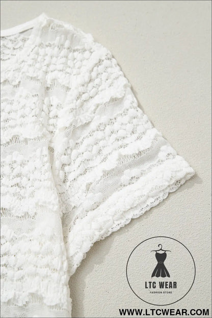 White Sheer Lace Short Sleeve Top - L.T.C Wear Online Fashion Store