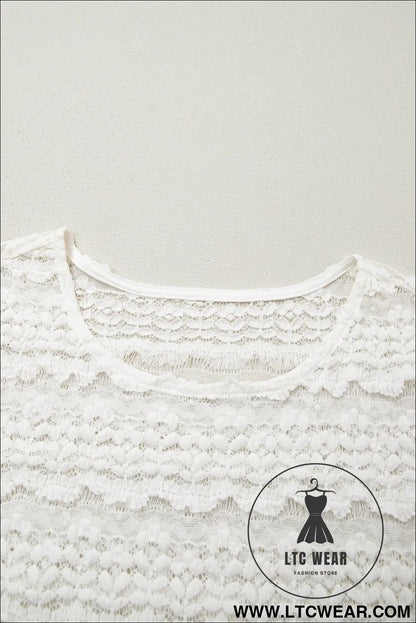 White Sheer Lace Short Sleeve Top - L.T.C Wear Online Fashion Store