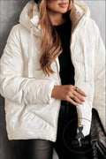 White solid quilted hooded zip up puffer coat - white / 2xl / 100% polyamide - 20%