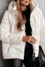 White solid quilted hooded zip up puffer coat - white / 2xl / 100% polyamide - 20%