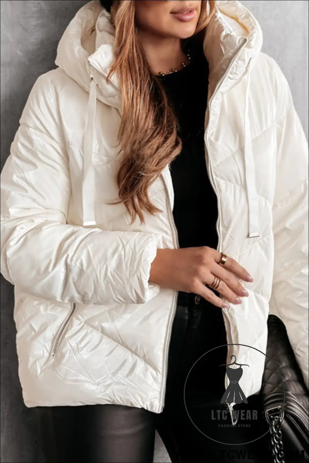 White solid quilted hooded zip up puffer coat - white / 2xl / 100% polyamide - 20%