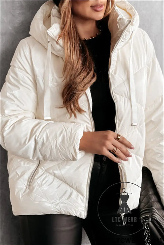 White solid quilted hooded zip up puffer coat - white / 2xl / 100% polyamide - 20%