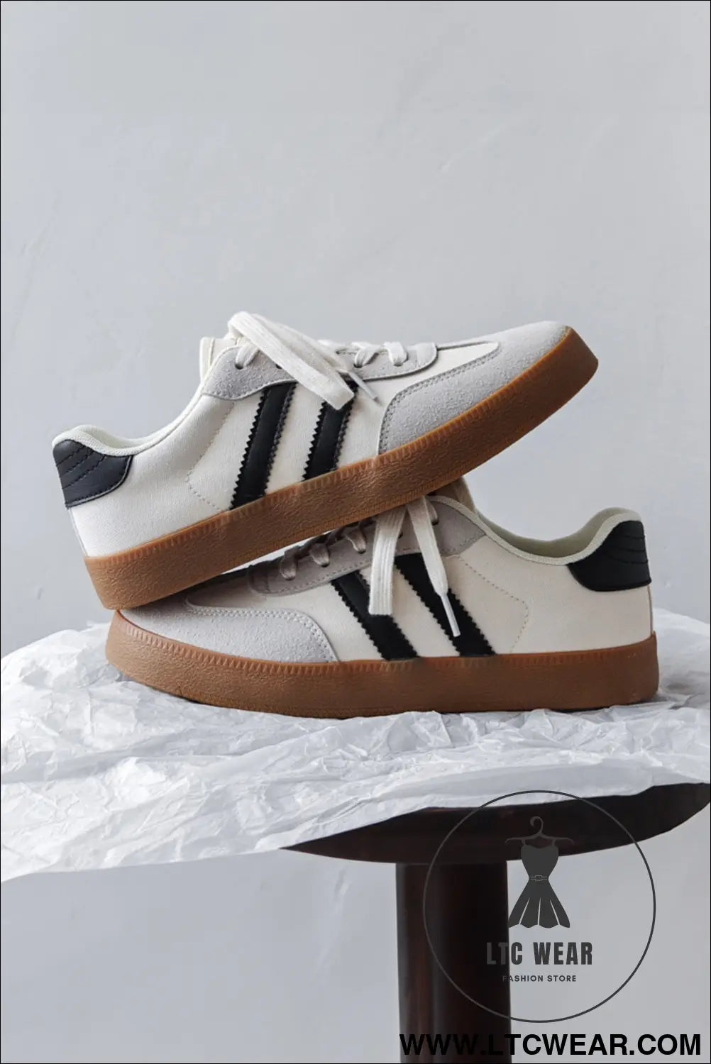 White striped lace up flat sneakers - white / 35 / 100% polyester + 100% tpr - womens shoes