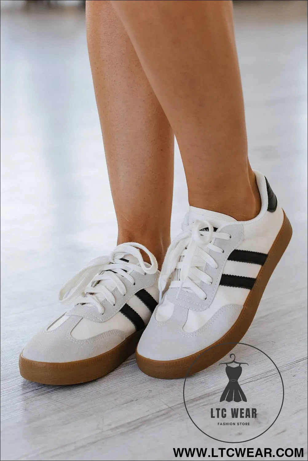 White striped lace up flat sneakers - womens shoes