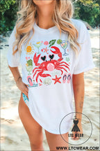 White summer vacation crab graphic tee - graphic tees