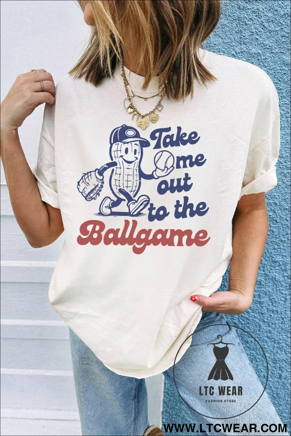 White take me out to the ballgame casual tee - white / 2xl / 62% polyester + 32% cotton + 6% elastane - graphic tees