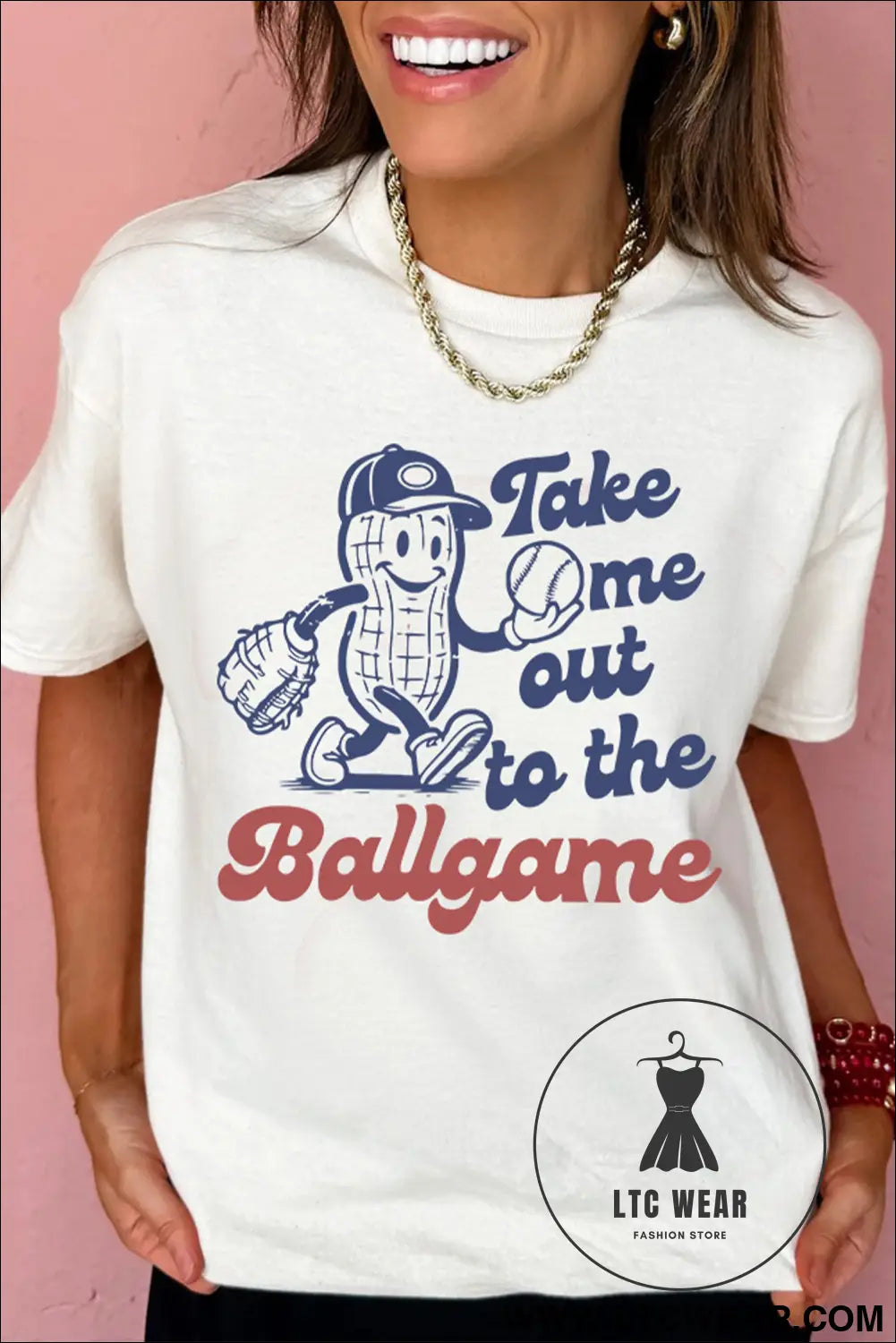 White take me out to the ballgame casual tee - graphic tees