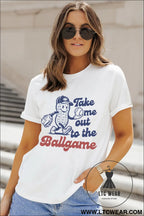 White take me out to the ballgame casual tee - graphic tees