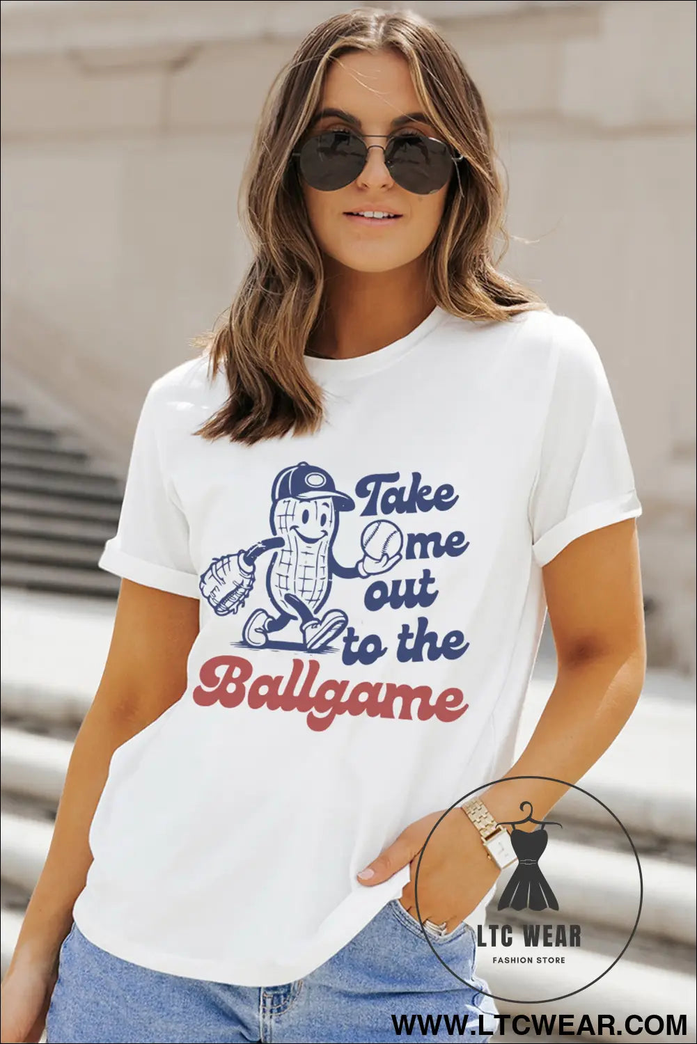 White take me out to the ballgame casual tee - graphic tees