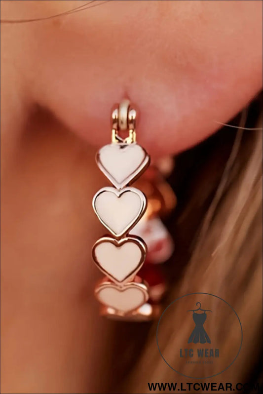 White valentine heart hoop earrings - white / one size / alloy - jewelry