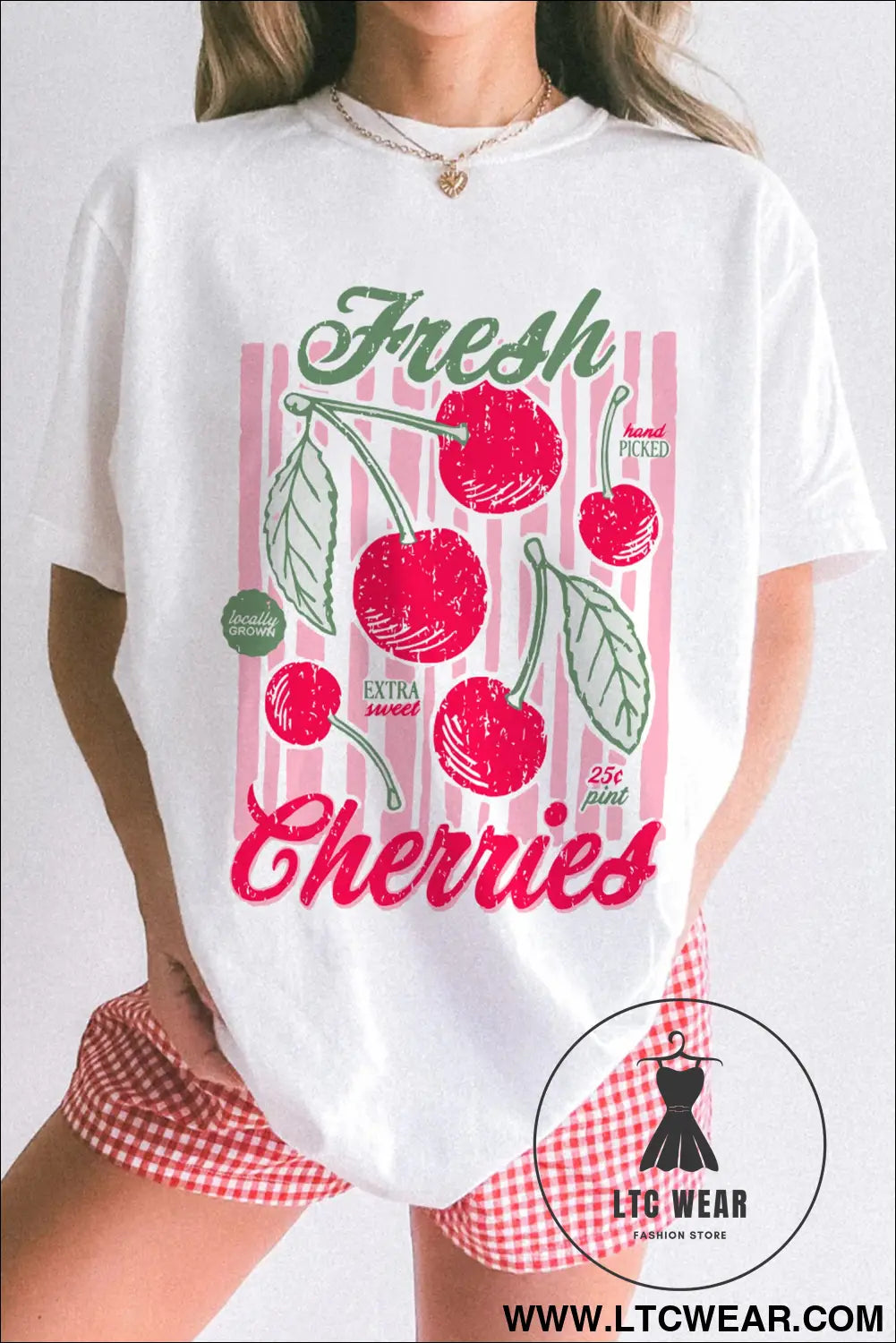 White vintage fresh cherries graphic tee - white / 2xl / 62% polyester + 32% cotton + 6% elastane - graphic tees