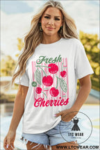 White vintage fresh cherries graphic tee - graphic tees