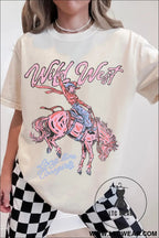 White wild west cowgirl rodeo graphic tunic tee - graphic tees