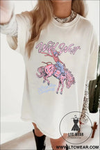 White wild west cowgirl rodeo graphic tunic tee - graphic tees
