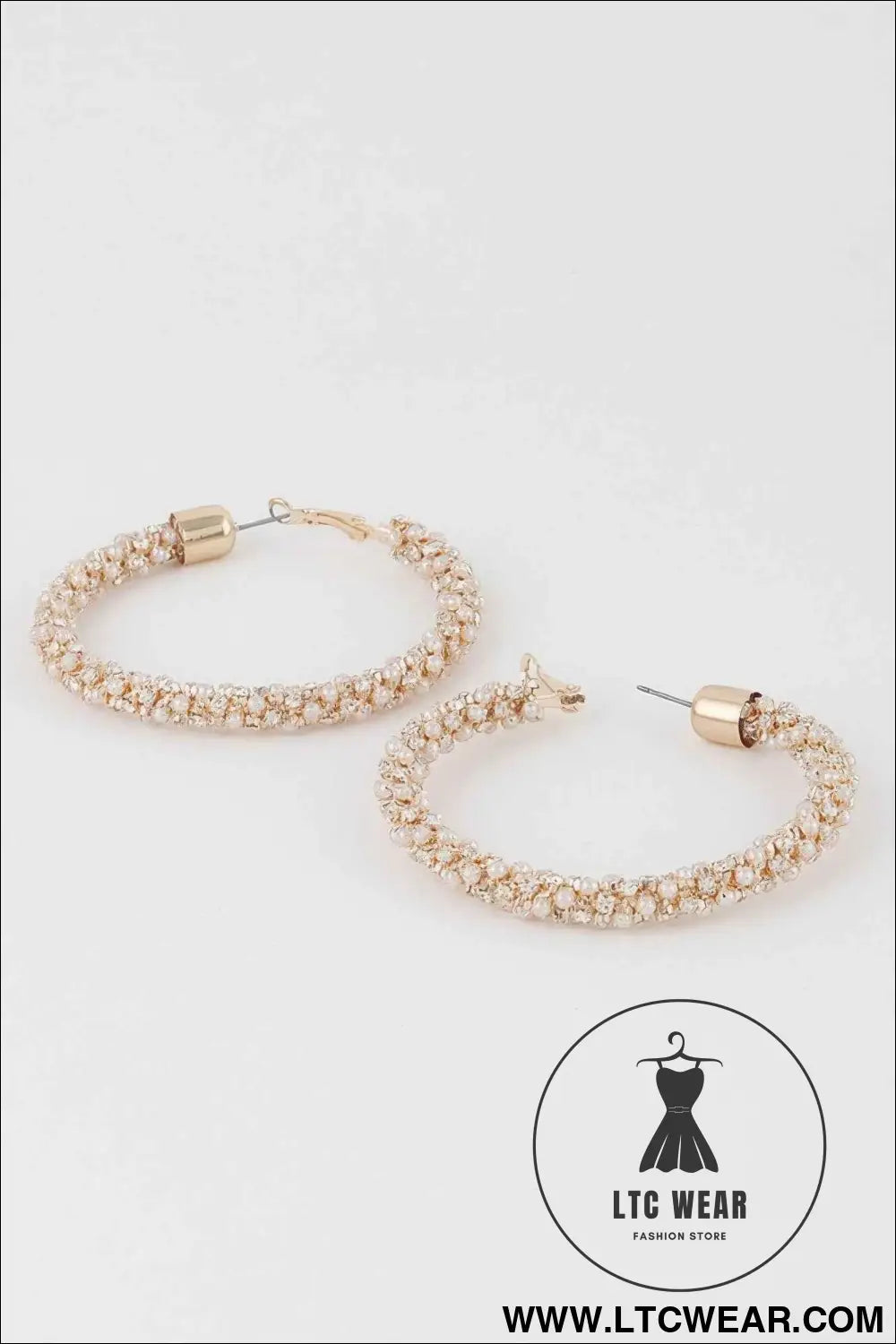 Wide Jeweled Hoop Earrings