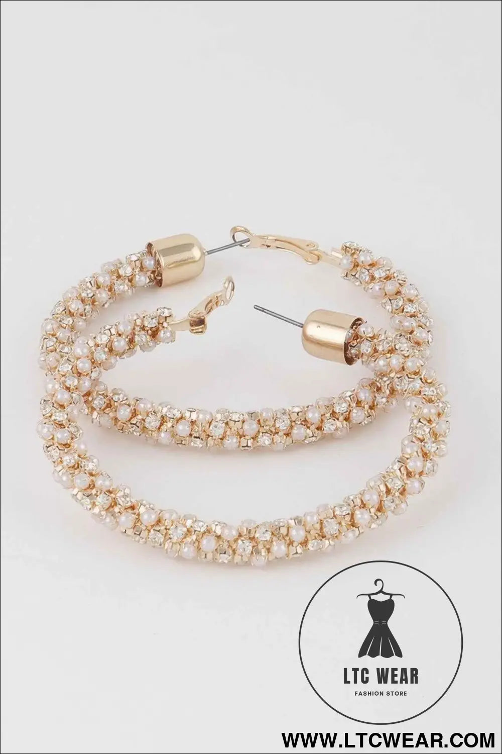 Wide Jeweled Hoop Earrings