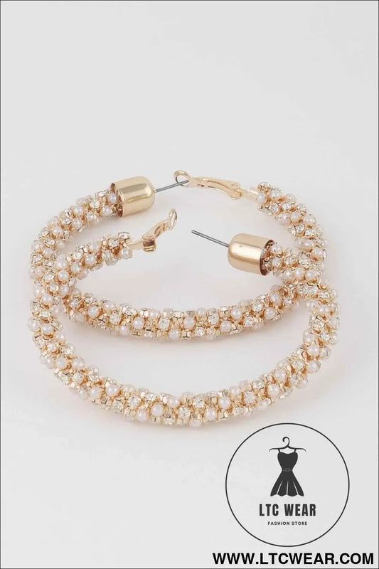 Wide Jeweled Hoop Earrings