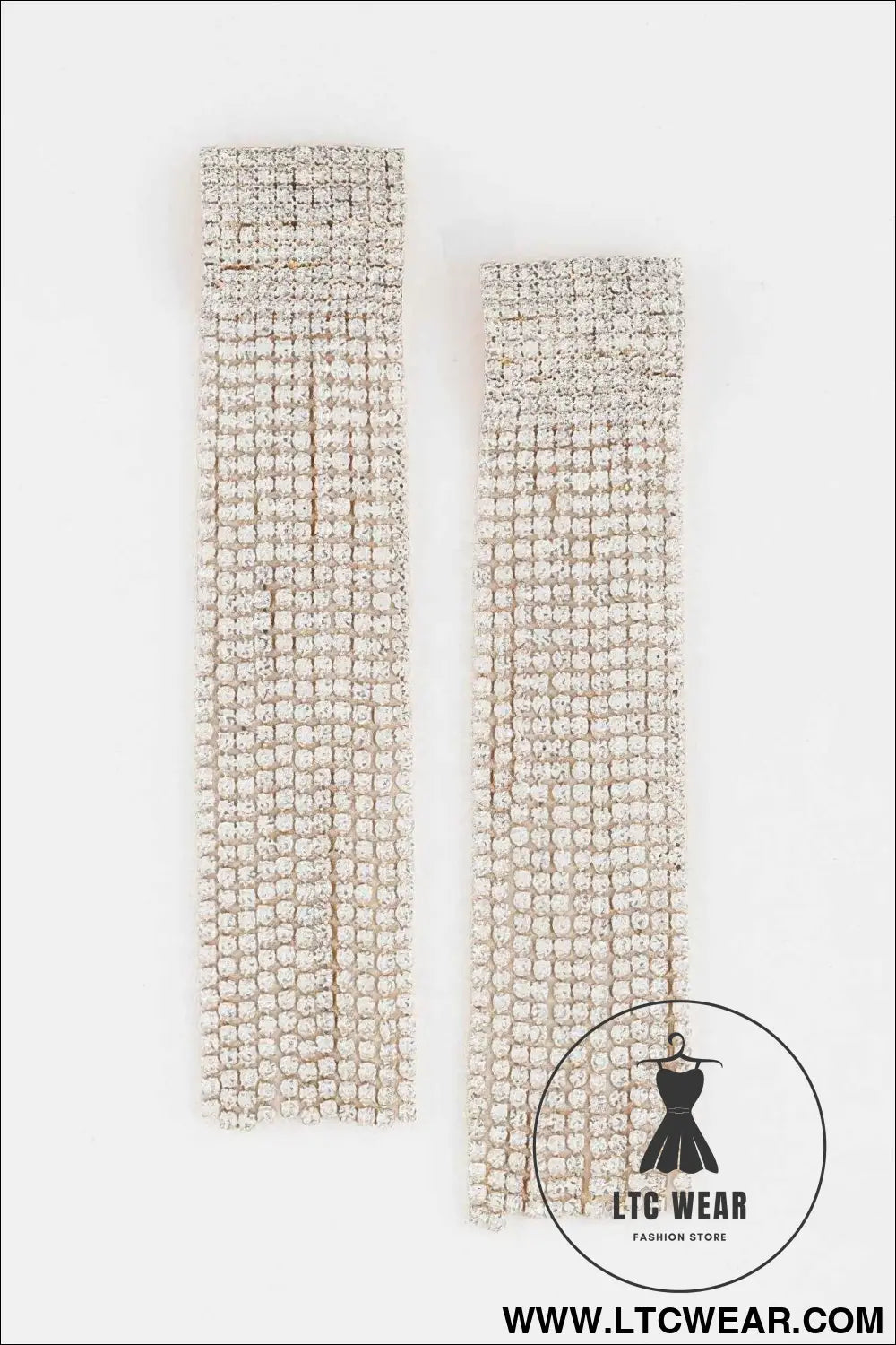 Wide Rhinestone Curtain Drop Earrings