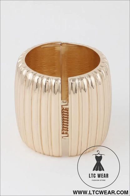 Wide Ribbed Cuff Bracelet