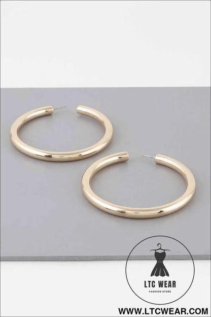 Wide Shiny Hoop Earrings