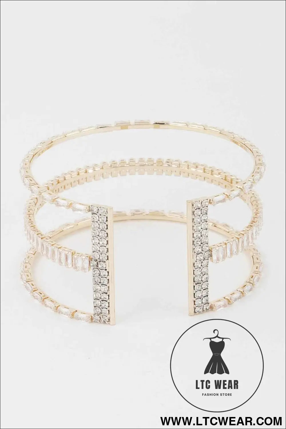 Wide Triple Crystal Cuff Bracelet
