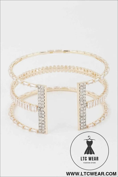 Wide Triple Crystal Cuff Bracelet