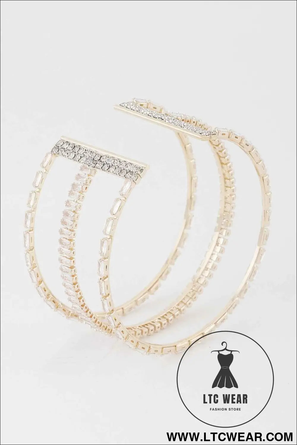 Wide Triple Crystal Cuff Bracelet