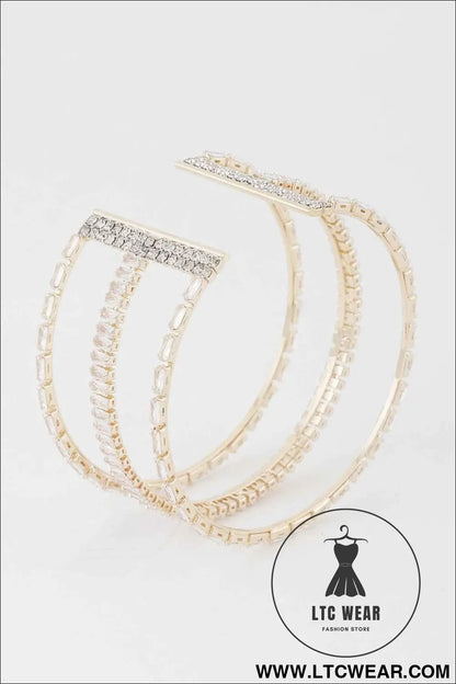 Wide Triple Crystal Cuff Bracelet