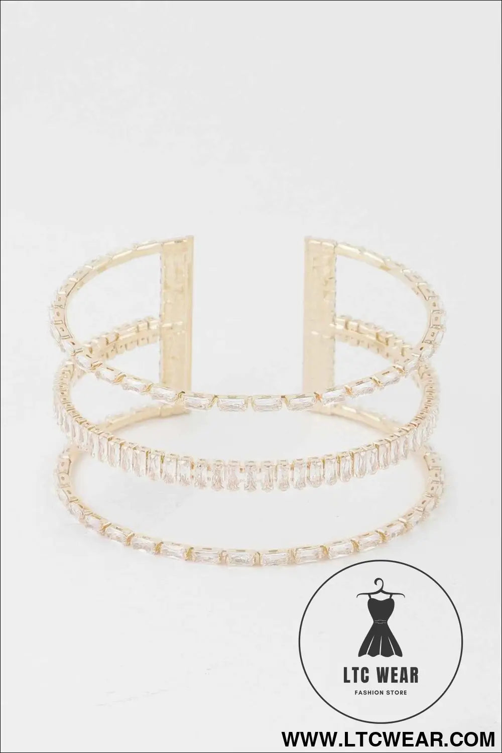 Wide Triple Crystal Cuff Bracelet