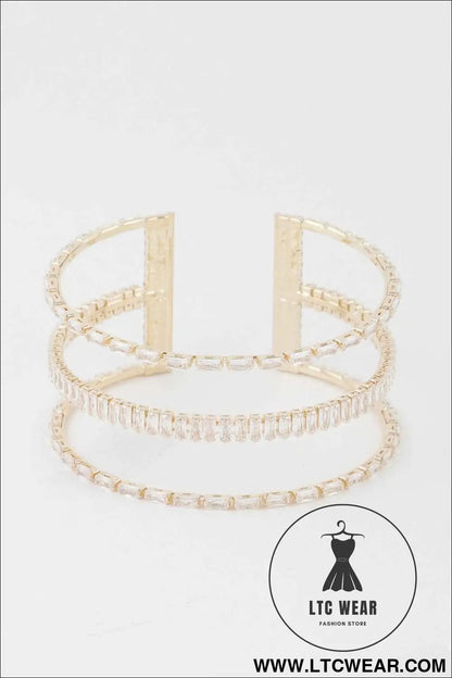 Wide Triple Crystal Cuff Bracelet