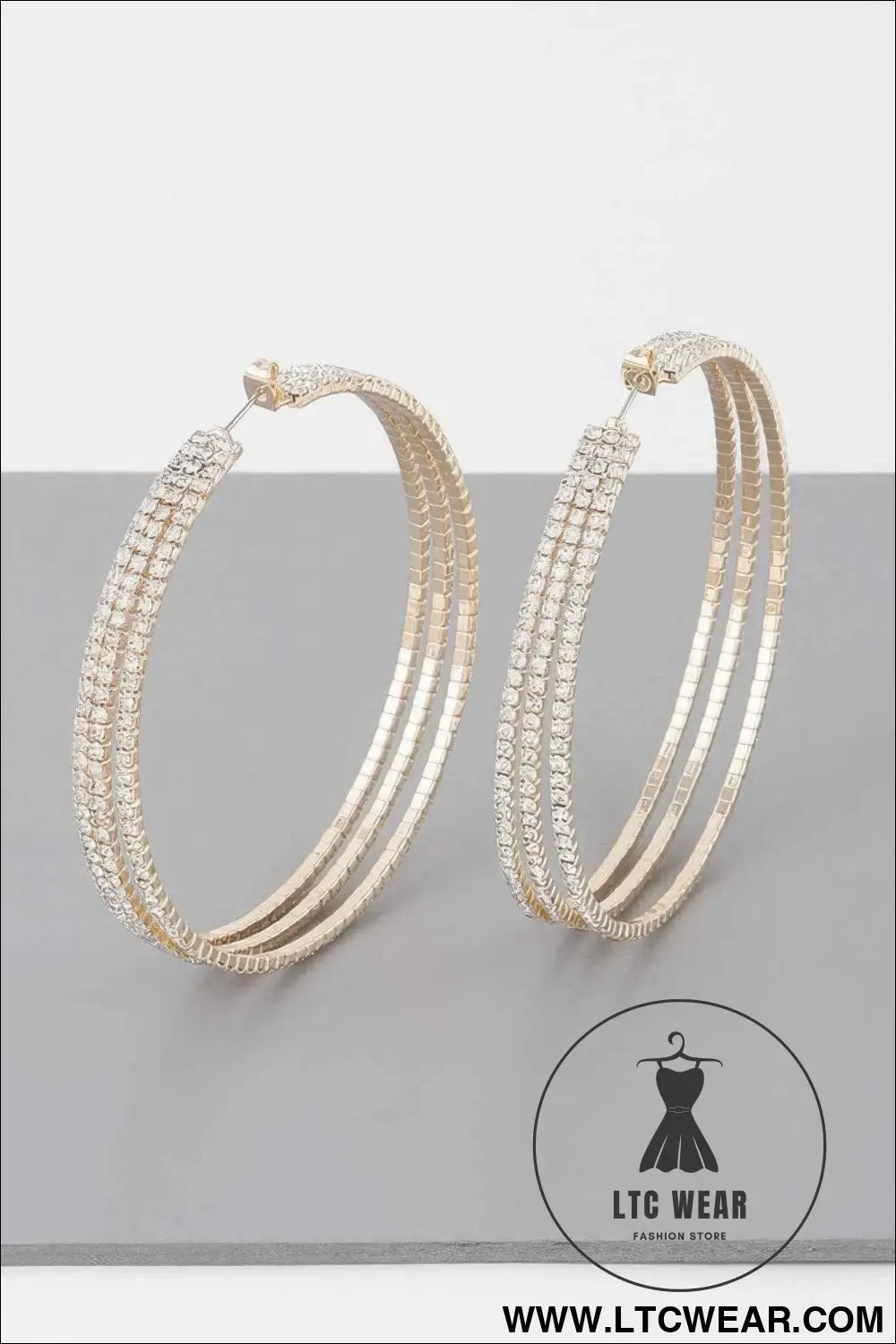 Wide Triple Jewel Hoop Earrings