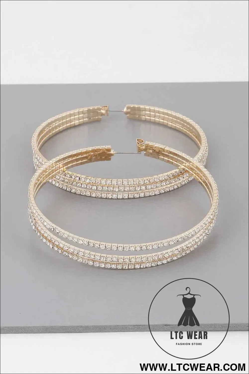 Wide Triple Jewel Hoop Earrings