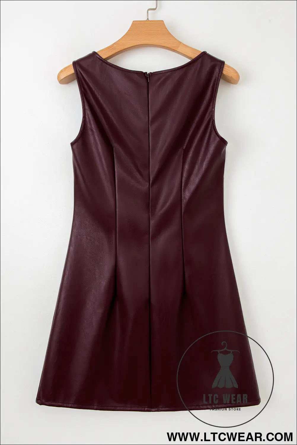 Wild Ginger  Faux Leather Sleeveless Round Neck Mini Dress - L.T.C Wear Online Fashion Store