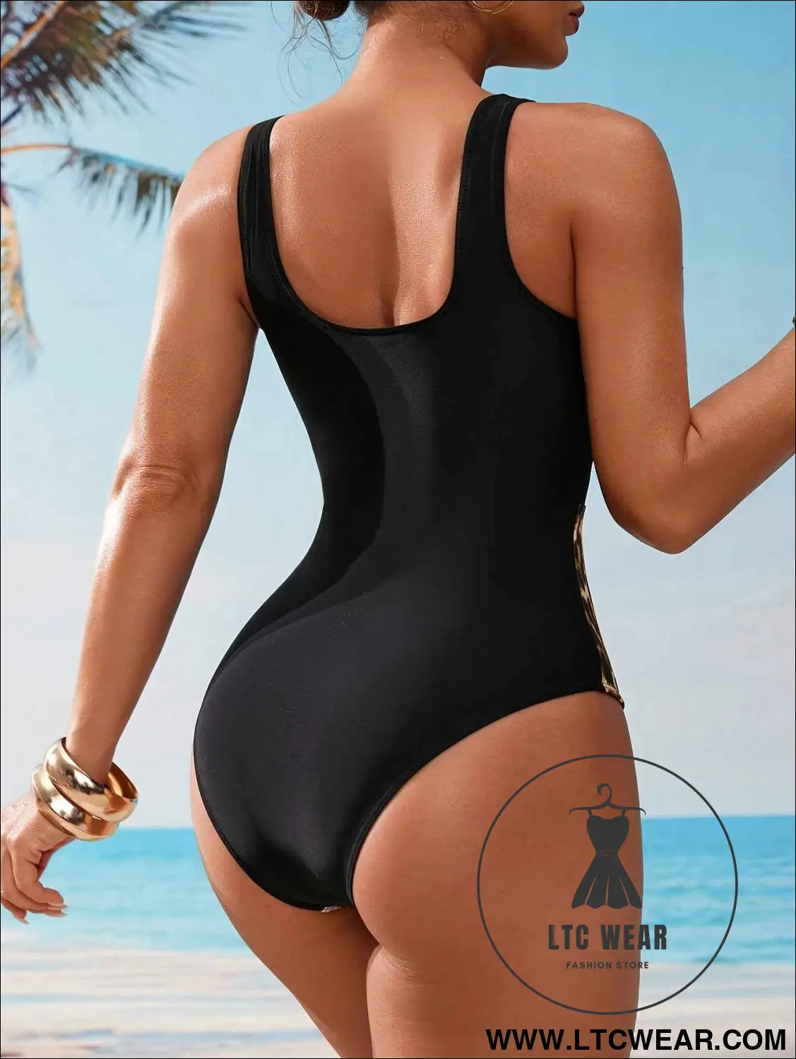 Wildly Chic Leopard Seaside OnePiece Swimsuit