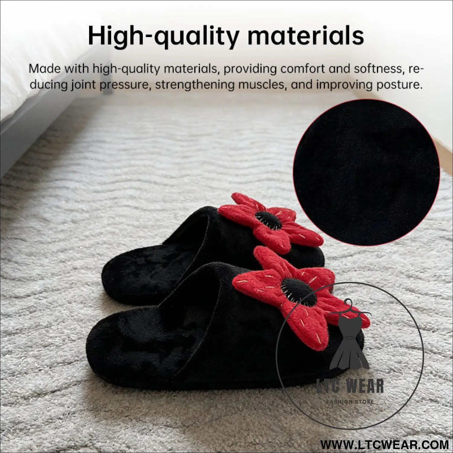 Winter plush slippers for women & men - floral fuzzy house shoes simple indoor gifts for christmas
