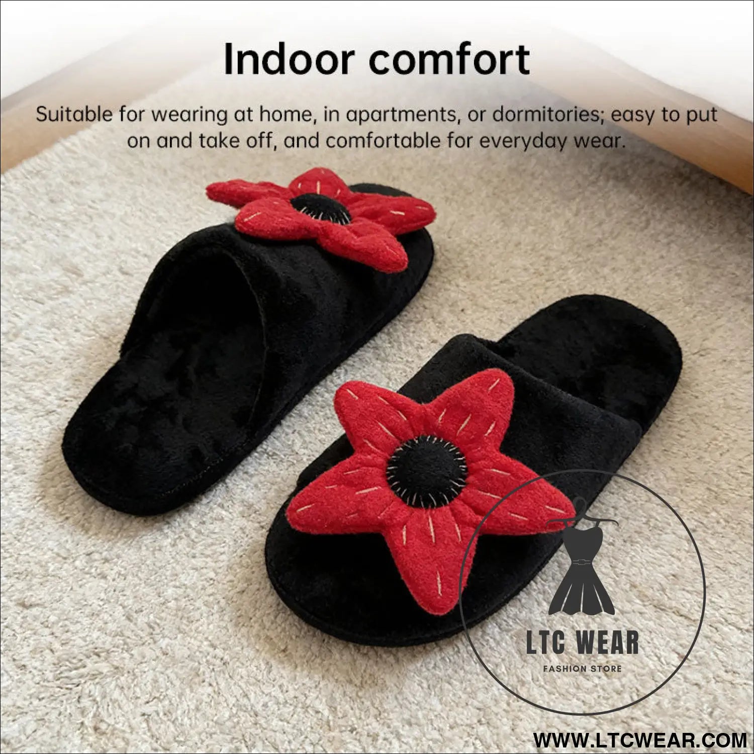 Winter plush slippers for women & men - floral fuzzy house shoes simple indoor gifts for christmas
