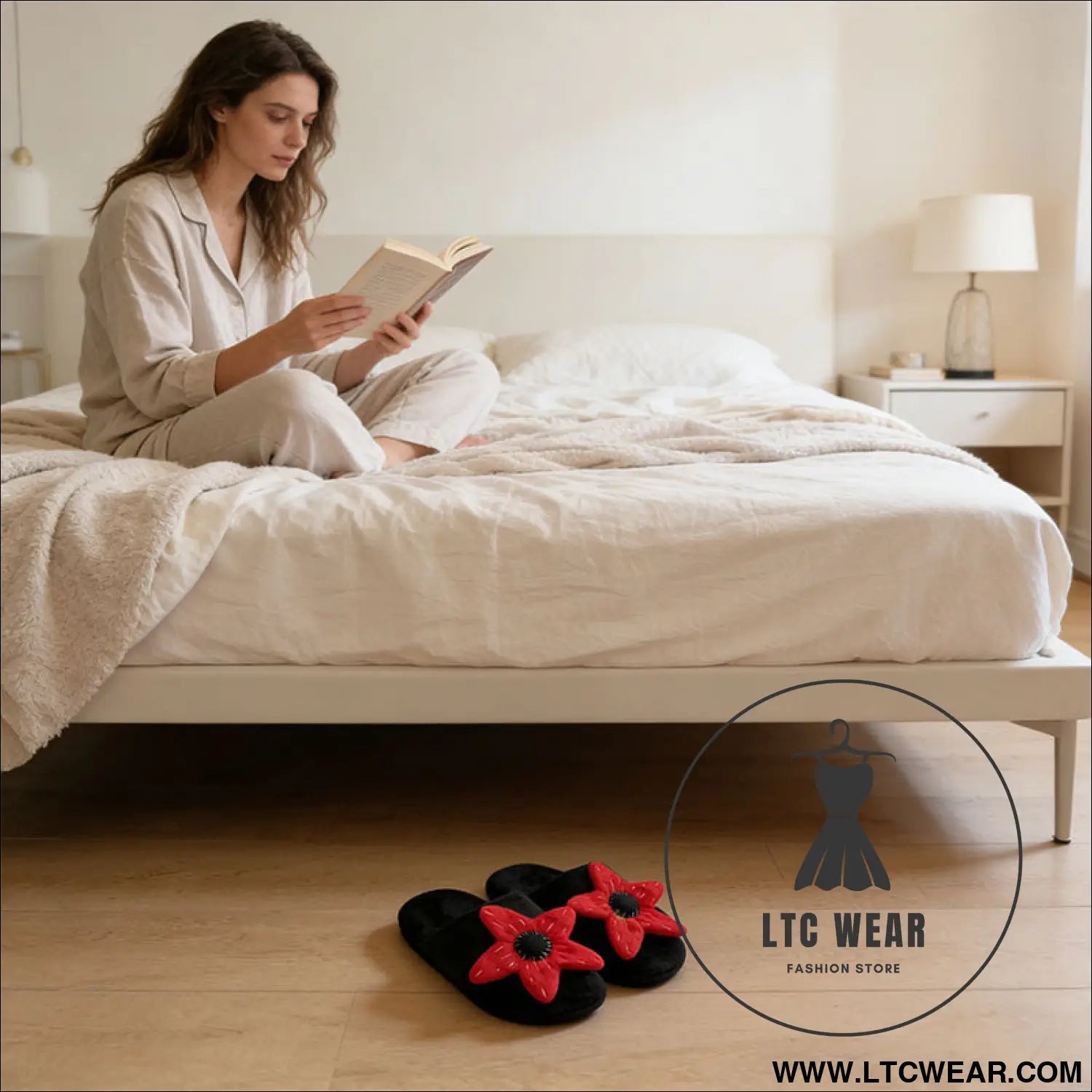 Winter plush slippers for women & men - floral fuzzy house shoes simple indoor gifts for christmas
