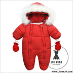 Winter wool collar romper children’s thickened warm baby one-piece suit