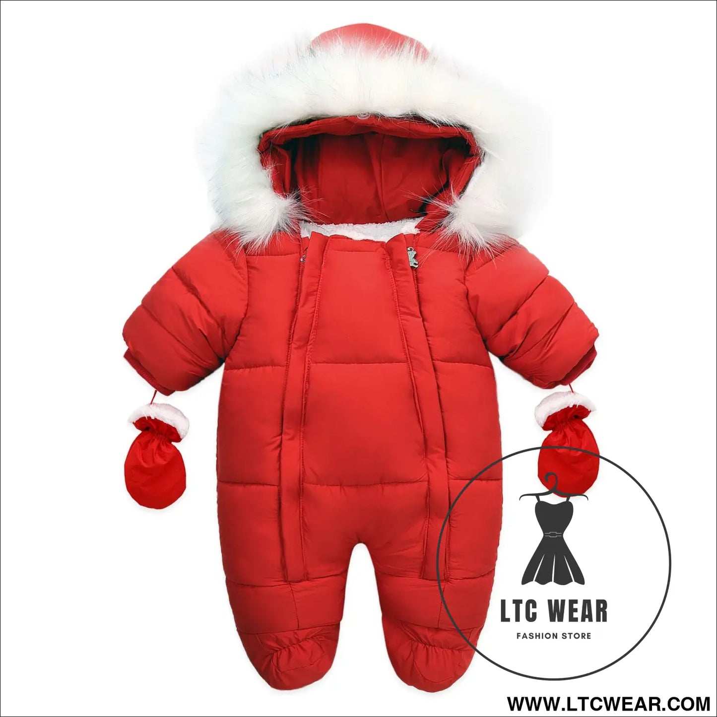 Winter wool collar romper children’s thickened warm baby one-piece suit
